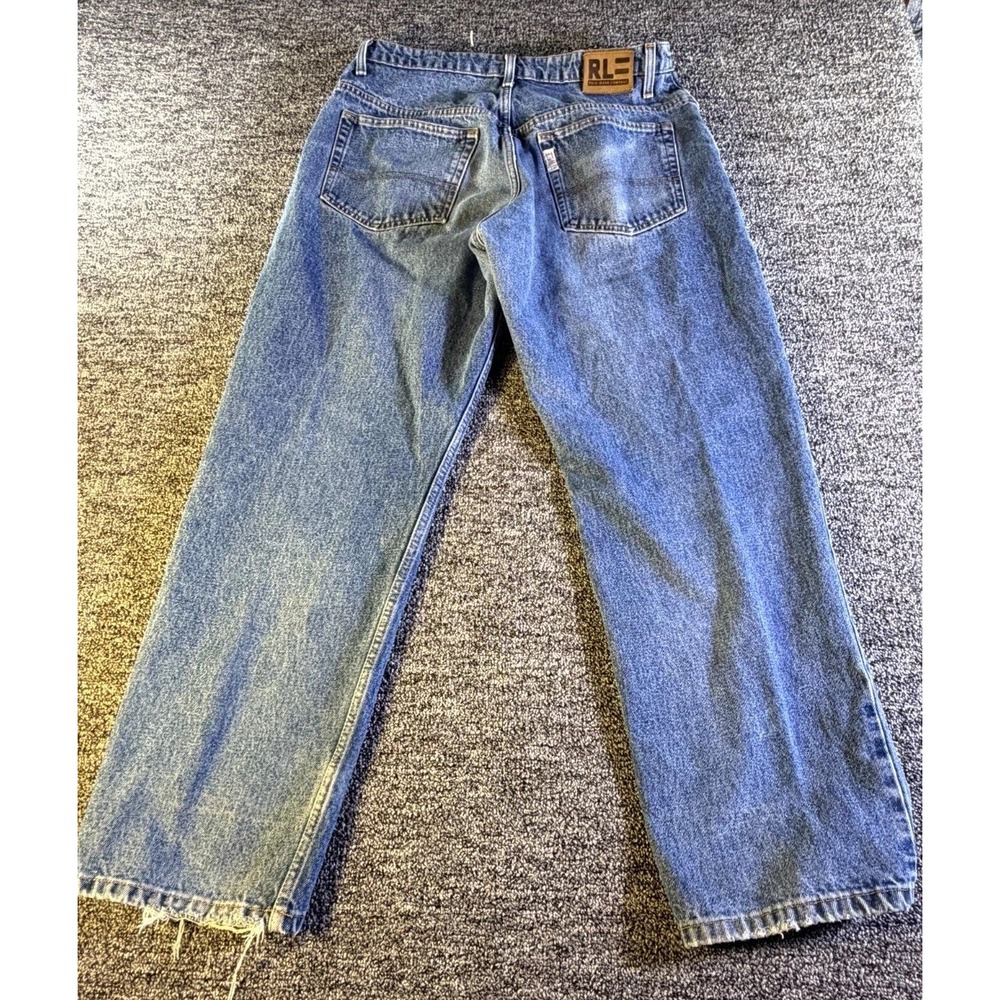 Polo Ralph Lauren Jeans Mens 34x30 Blue Denim Cotton Medium Wash Straight Leg - Picture 2 of 15